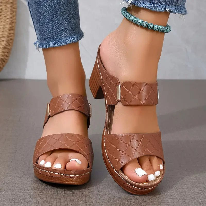 Grace | Block Heeled Sandals Orthopedic Platform Slip On Mule