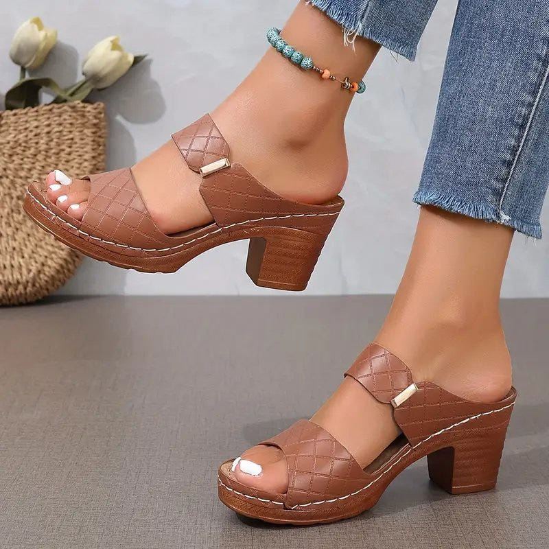 Grace | Block Heeled Sandals Orthopedic Platform Slip On Mule