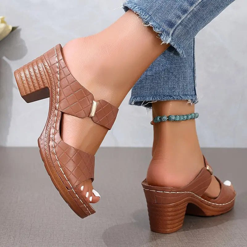 Grace | Block Heeled Sandals Orthopedic Platform Slip On Mule