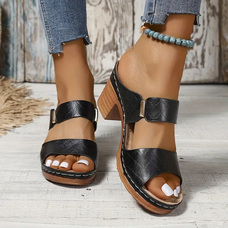 Grace | Block Heeled Sandals Orthopedic Platform Slip On Mule