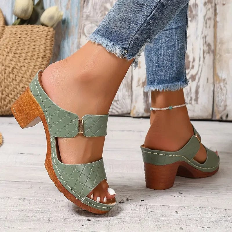 Grace | Block Heeled Sandals Orthopedic Platform Slip On Mule