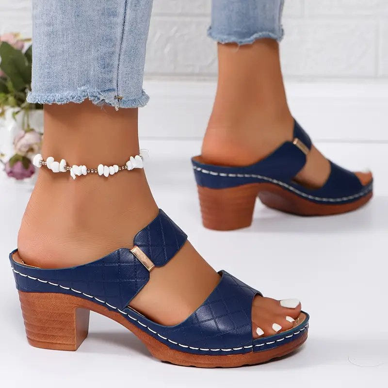 Grace | Block Heeled Sandals Orthopedic Platform Slip On Mule