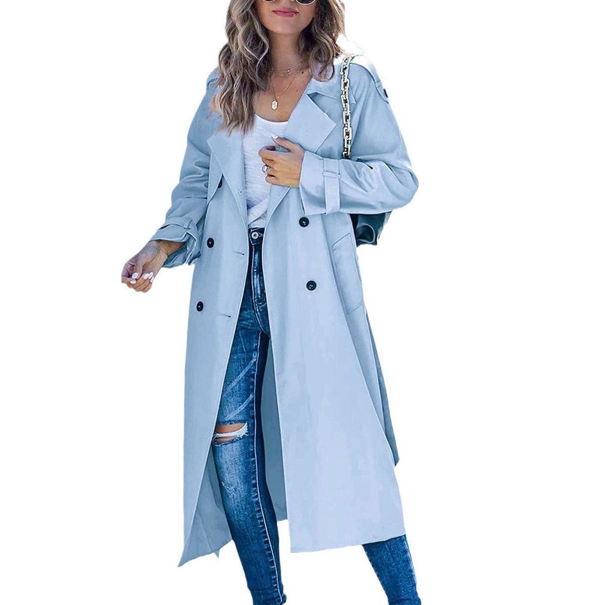 Vivienne | Women's Double-Breasted Belted Longline Trench Coat