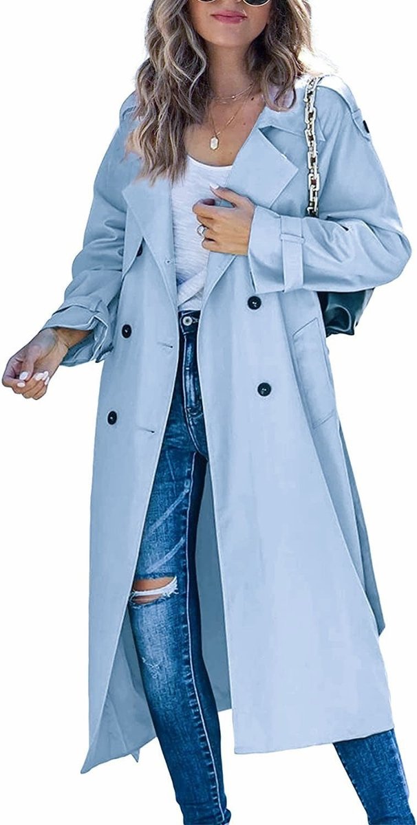 Vivienne | Women's Double-Breasted Belted Longline Trench Coat