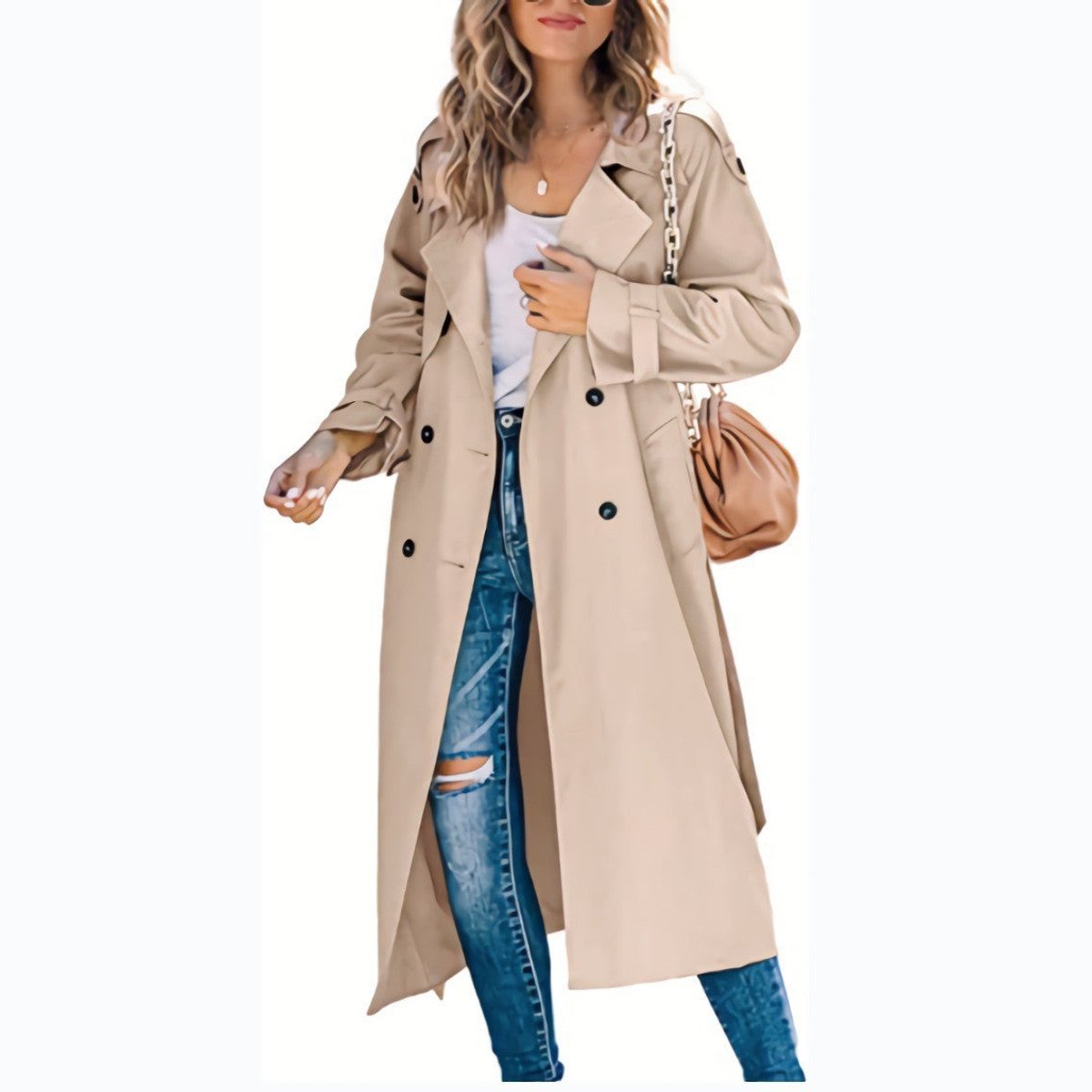 Vivienne | Women's Double-Breasted Belted Longline Trench Coat