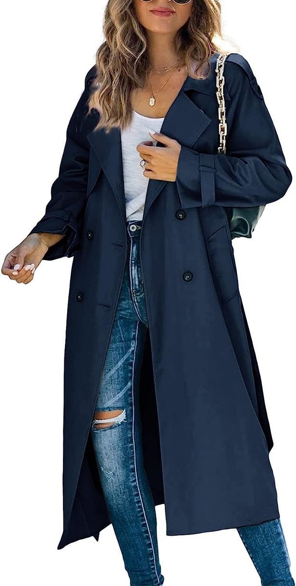 Vivienne | Women's Double-Breasted Belted Longline Trench Coat