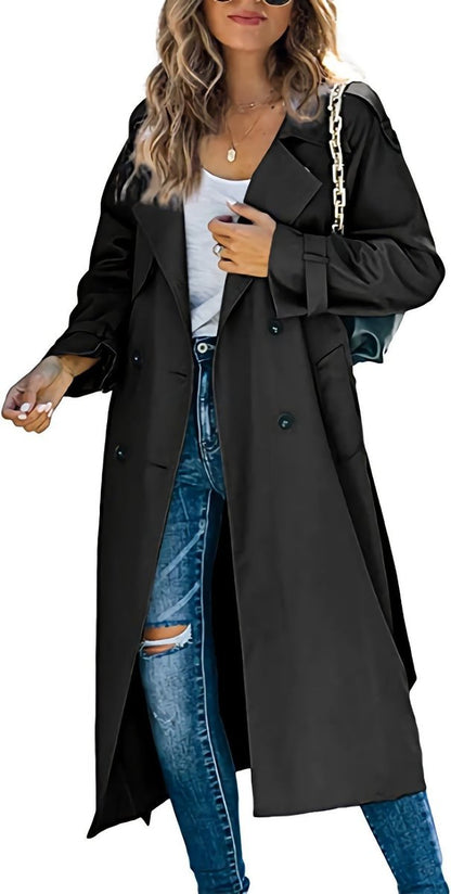 Vivienne | Women's Double-Breasted Belted Longline Trench Coat