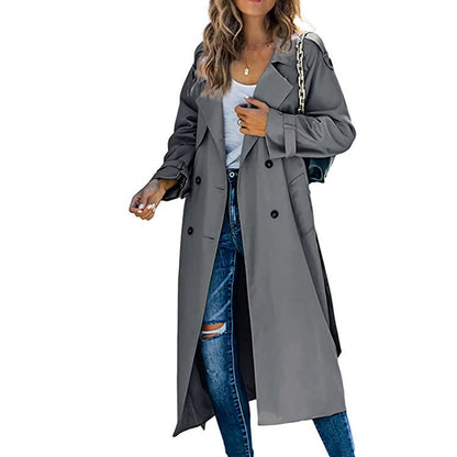 Vivienne | Women's Double-Breasted Belted Longline Trench Coat