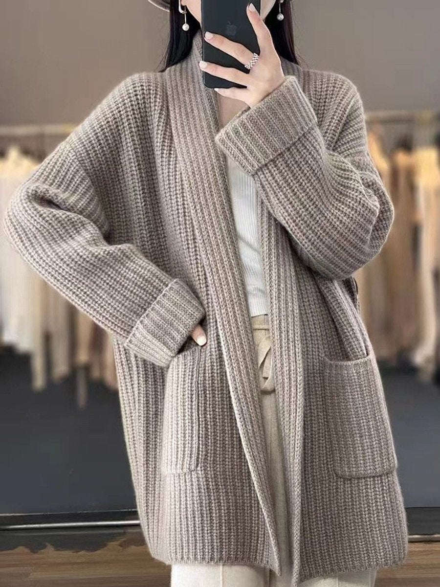 Marlowyn | Women's Oversized Open-Front Scarf Collar Knit Cardigan