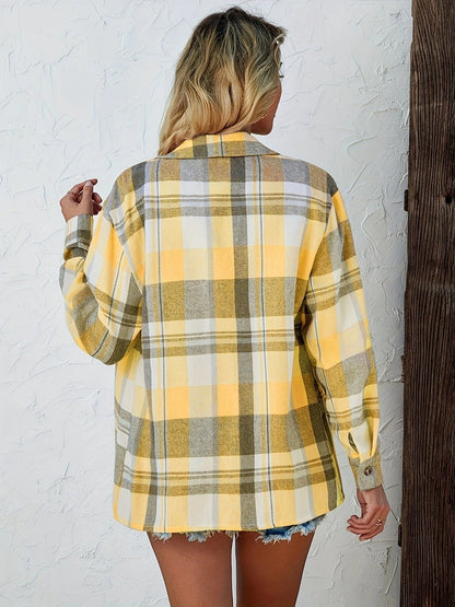 Rosangela | Women's Oversized Plaid Brushed Long Sleeve Button-Up Shirt