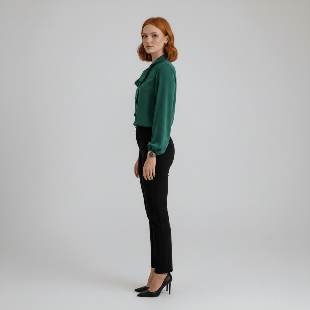 Rosalind | Women's Relaxed-Fit Bow-Tie Neck Long-Sleeve Blouse