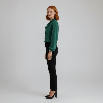 Rosalind | Women's Relaxed-Fit Bow-Tie Neck Long-Sleeve Blouse
