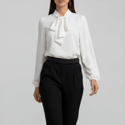 Rosalind | Women's Relaxed-Fit Bow-Tie Neck Long-Sleeve Blouse