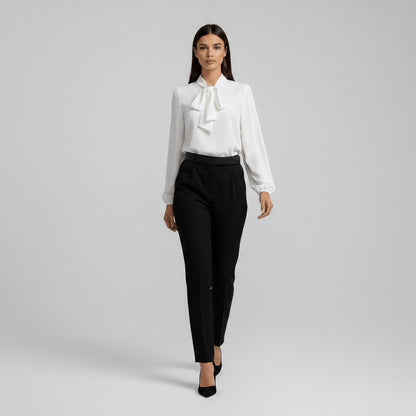 Rosalind | Women's Relaxed-Fit Bow-Tie Neck Long-Sleeve Blouse