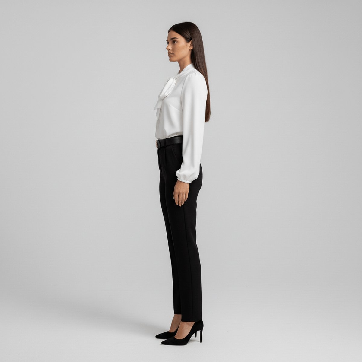 Rosalind | Women's Relaxed-Fit Bow-Tie Neck Long-Sleeve Blouse