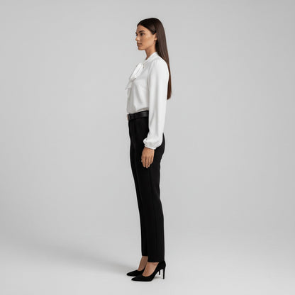 Rosalind | Women's Relaxed-Fit Bow-Tie Neck Long-Sleeve Blouse