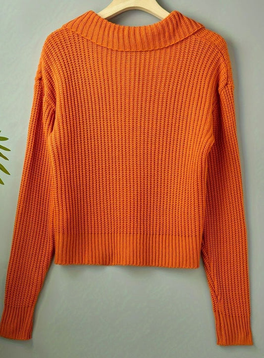 Bellwyn | Women's Relaxed Fit Ribbed Knit Folded Collar Jumper