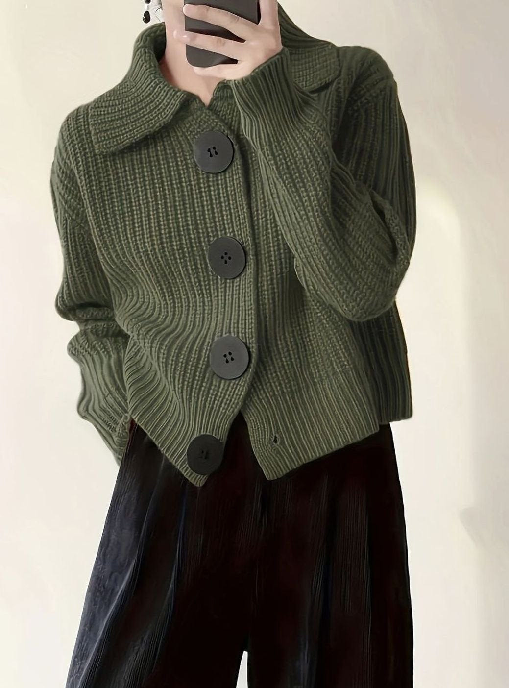Bellwyn | Women's Relaxed Fit Ribbed Knit Folded Collar Jumper