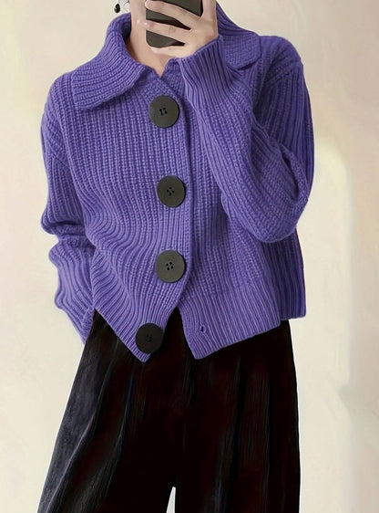 Bellwyn | Women's Relaxed Fit Ribbed Knit Folded Collar Jumper