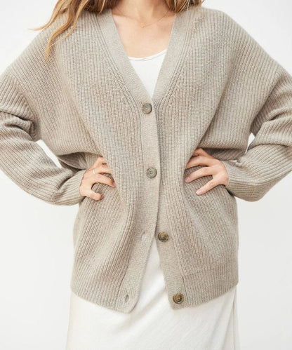 Aveline | Women's Relaxed-Fit V-Neck Ribbed Button-Front Cardigan