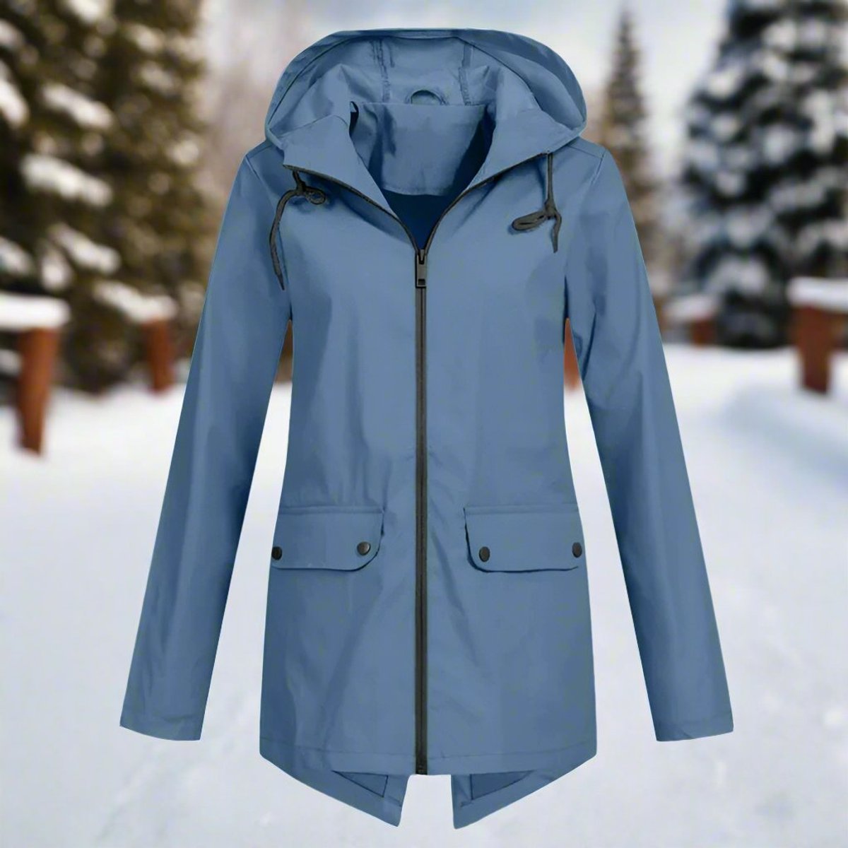 Marlowyra | Women's Waterproof Hooded Longline Rain Jacket