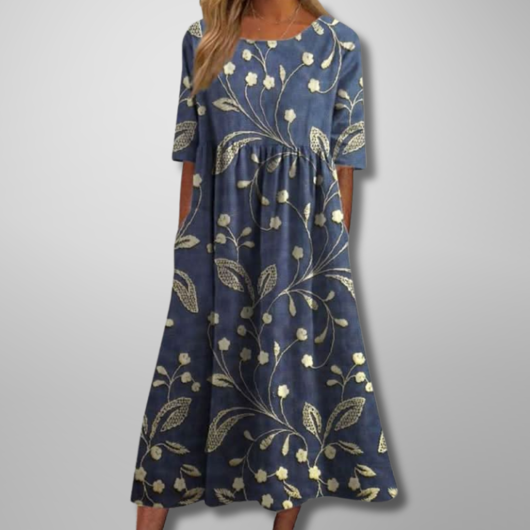 Xara | Women's Floral Short Sleeve Casual Summer Midi Dress