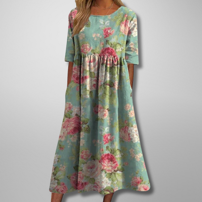 Xara | Women's Floral Short Sleeve Casual Summer Midi Dress
