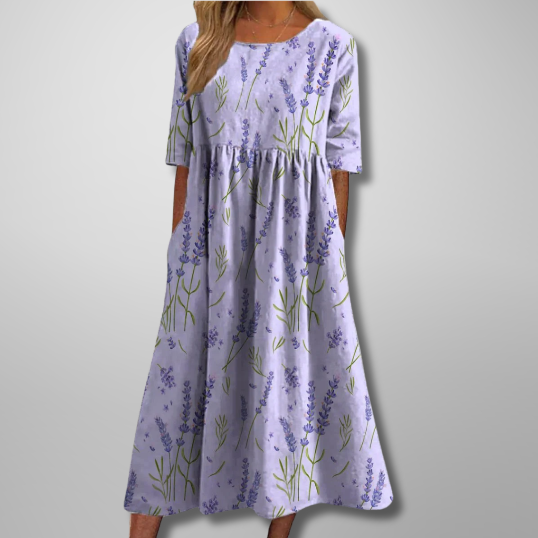 Xara | Women's Floral Short Sleeve Casual Summer Midi Dress