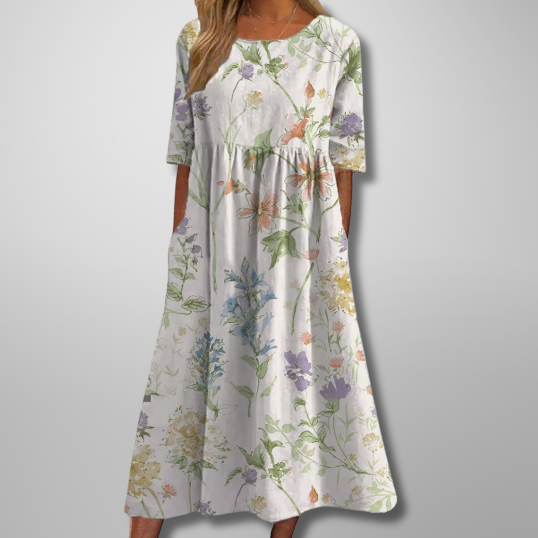 Xara | Women's Floral Short Sleeve Casual Summer Midi Dress