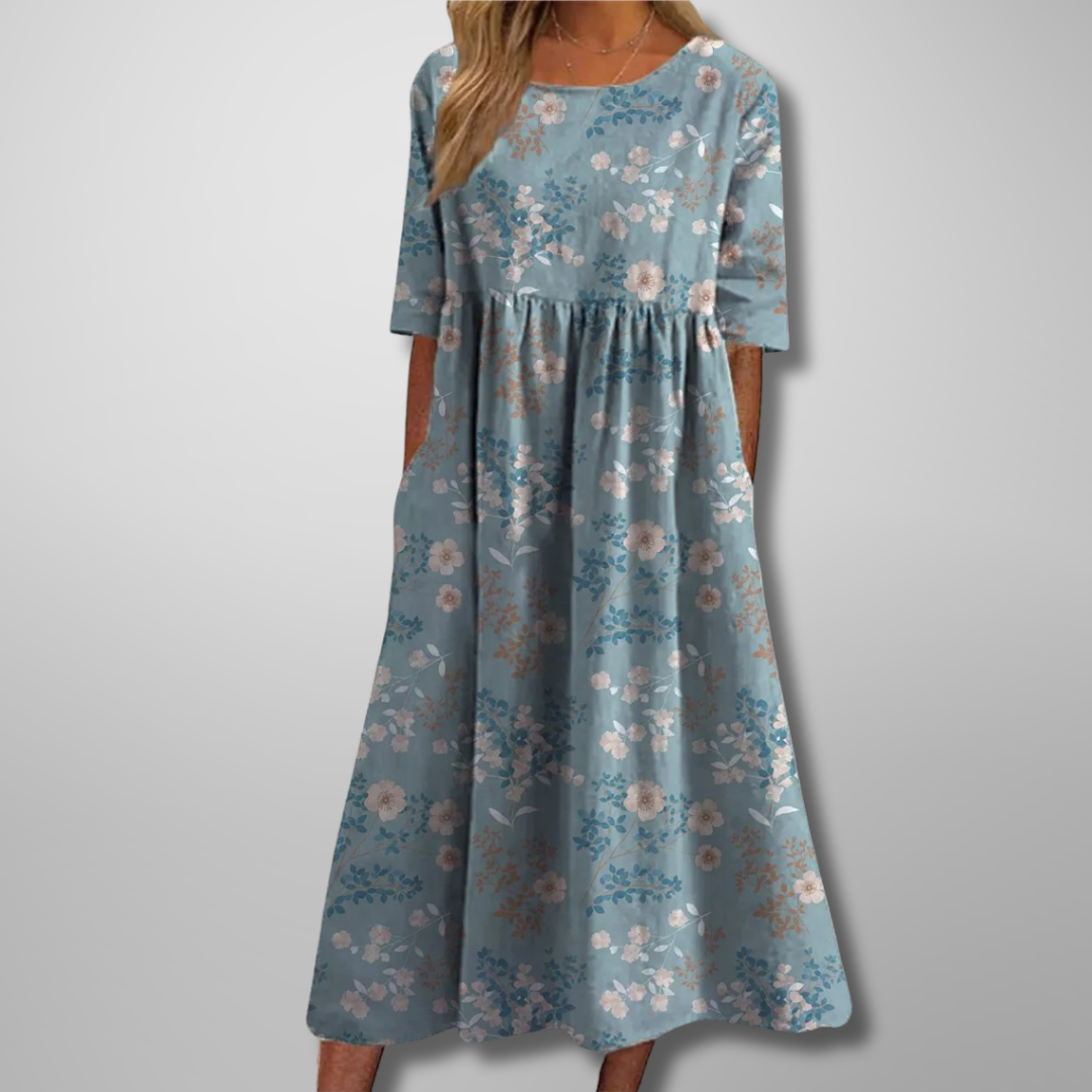 Xara | Women's Floral Short Sleeve Casual Summer Midi Dress