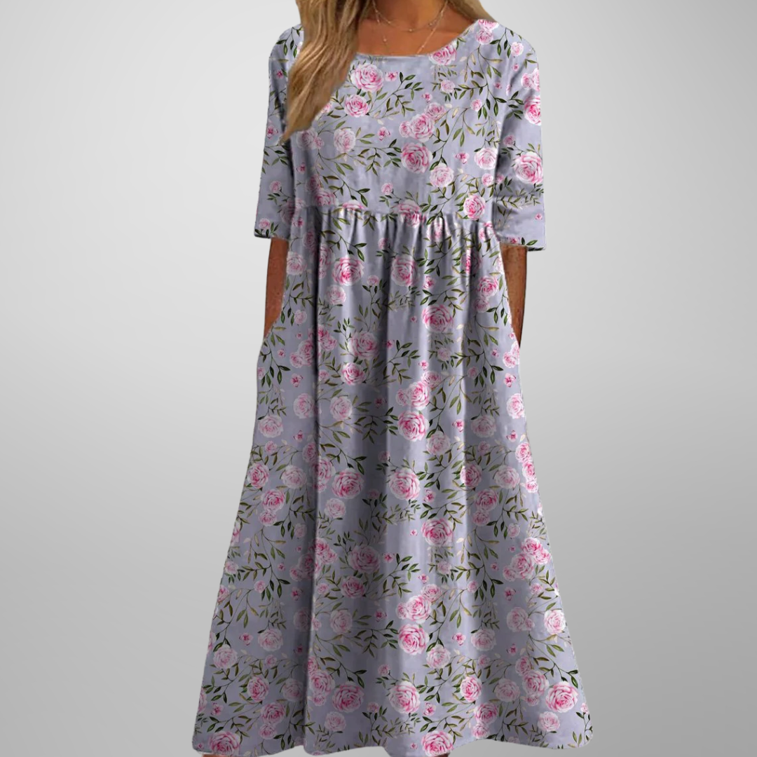 Xara | Women's Floral Short Sleeve Casual Summer Midi Dress