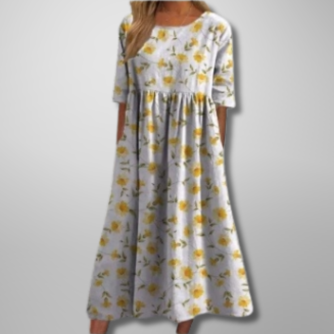 Xara | Women's Floral Short Sleeve Casual Summer Midi Dress