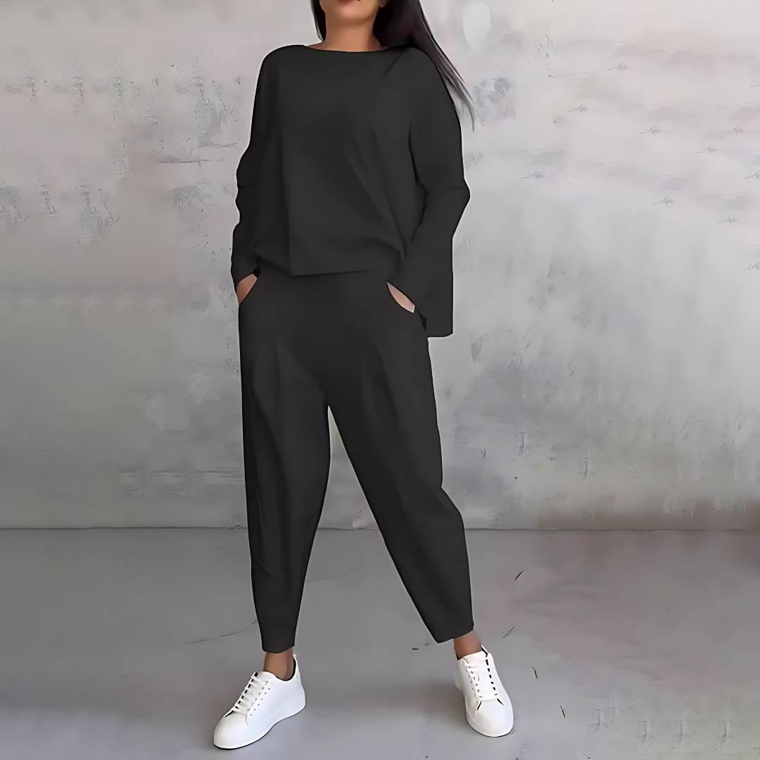 Rosalind | Women's Casual Loose-Fit Long-Sleeve Top and Tapered Trousers Co-Ord Set